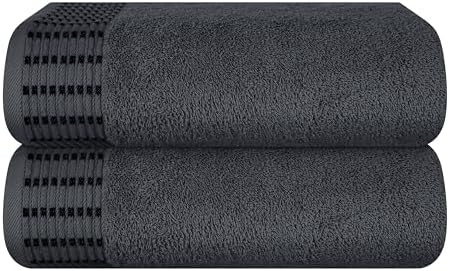 BELIZZI HOME Cotton 2 Pack Oversized Bath Towel Set 28x55 inches, Large Bath Towels, Ultra Absorbant Compact Quickdry & Lightweight Towel, Ideal for Gym Travel Camp Pool - Charcoal Grey