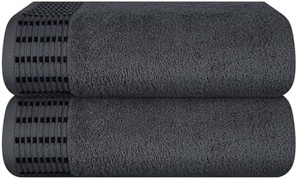 BELIZZI HOME Cotton 2 Pack Oversized Bath Towel Set 28x55 inches, Large Bath Towels, Ultra Absorbant Compact Quickdry & Lightweight Towel, Ideal for Gym Travel Camp Pool - Charcoal Grey
