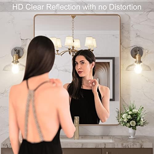 LOAAO 28"X36" Gold Bathroom Mirror