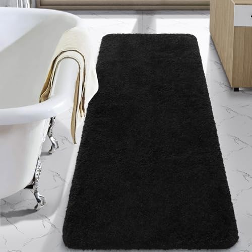 LOCHAS Bathroom Rug Runner 24x54 Inch, Bath Rugs Non Slip, Black