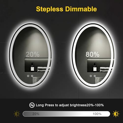 Oval LED Bathroom Mirror with Lights, 22 x 32 Inch Lighted Vanity Mirror