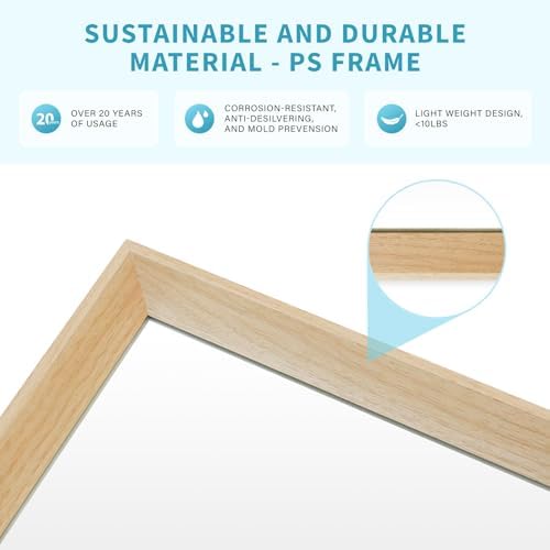Oak Wood Effect Framed Wall Mirror, 36x40 Rectangle Mirror