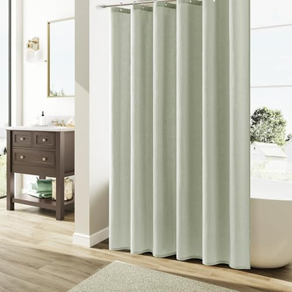 Naturoom Linen Shower Curtain 72 Inch Long for Bathroom Mist Sage 1 Panel