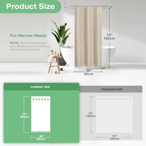 Dynamene Stall Boho Farmhouse Shower Curtain Tufted Chevron 36"x72" Beige
