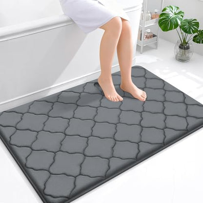 OLANLY Memory Foam Bath Mat Rug 47x32, Ultra Soft Bathroom Rugs, Dark Grey