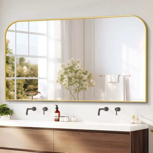 Delma 30"x50" Gold Metal Framed Bathroom Mirror for Over Sink