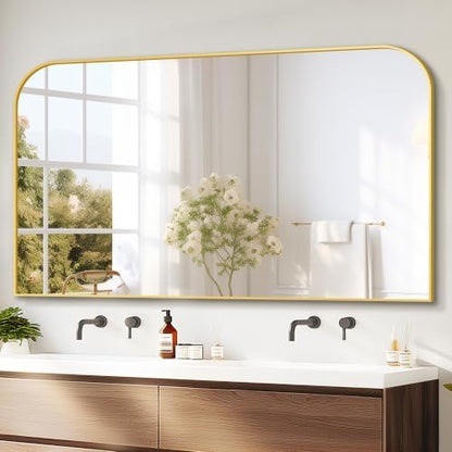 Delma 30"x50" Gold Metal Framed Bathroom Mirror for Over Sink