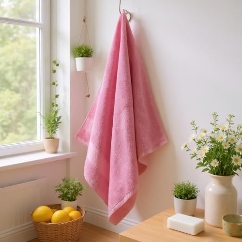 COZYART Bath Towel Set 6 PCS, Pink Luxury 100% Turkish Cotton 650GSM