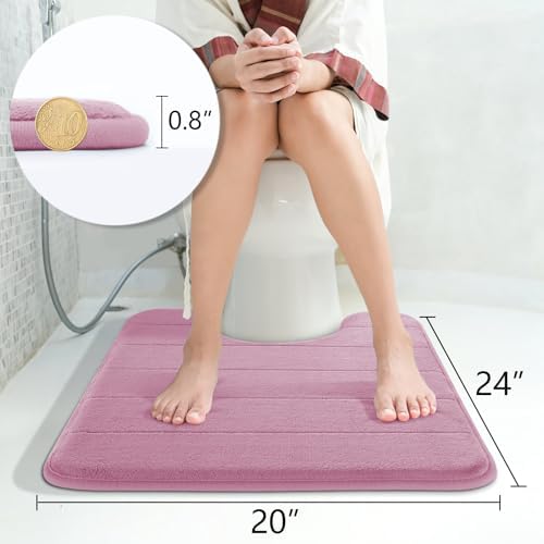 Yimobra Memory Foam Toilet Bath Mat U-Shaped, 24 X 20 Inches,Soft and Comfortable, Super Water Absorption, Non-Slip, Machine Wash and Easier to Dry for Bathroom Commode Contour Rug, Mauve