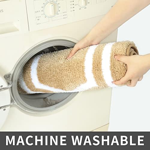 COSY HOMEER Extra Thick Bath Rugs Set - Anti-Slip Bath Mats Soft Plush 100% Strong Mirco Polyeste Mat Living Room Bathroom Mat Floor Water Absorbent(Beige,20/inch X 32/'' + 24/inch X 48/ inches)