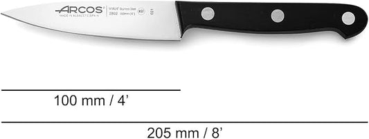 Arcos Paring Knife 4 Inch Stainless Steel. Professional Knife for Peeling Fruits and Vegetable. Ergonomic Polyoxymethylene Handle and 100 mm Blade. Series Universal. Color Black