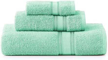 LANE LINEN Luxury Bath Towels Set - 3 Piece Set, 100% Cotton Bathroom Towels, Zero Twist, Quick Shower Towels, Absorbent Bath Towel, Super Soft, 1 Bath Towel, 1 Hand Towel, 1 Wash Cloths - Aqua Sky