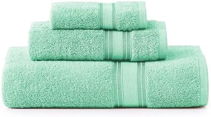 LANE LINEN Luxury Bath Towels Set - 3 Piece Set, 100% Cotton Bathroom Towels, Zero Twist, Quick Shower Towels, Absorbent Bath Towel, Super Soft, 1 Bath Towel, 1 Hand Towel, 1 Wash Cloths - Aqua Sky