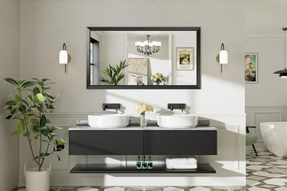 Briivue Black Metal Framed Bathroom Wall Mirror, 55x30 Inch