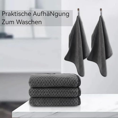 KinHwa Gray Hand Towels for Bathroom, Microfiber Face Towels, 11x20 Inch
