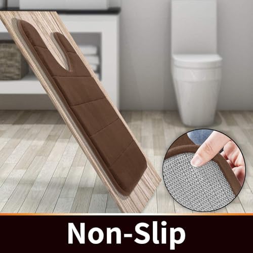 Yimobra Memory Foam Toilet Bath Mat U-Shaped, Soft and Comfortable, Super Water Absorbent, Non-Slip, Machine Wash and Easy to Dry for Bathroom Commode Contour Rug, 24 X 24 Inches, Brown
