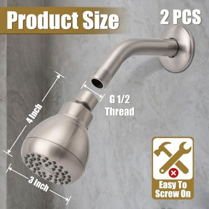 AISOSO Fixed Shower Head High Pressure 2PCS 3Inch Showerhead Brushed Nickel