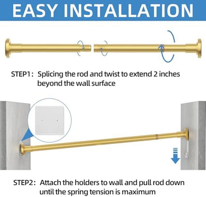 CorkLatta Gold Adjustable Shower Curtain Rod 32 to 68 inch with 2 Holders