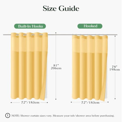 Dynamene Gold Hook Free Waffle Shower Curtain & Snap-in Fabric Liner,72x81