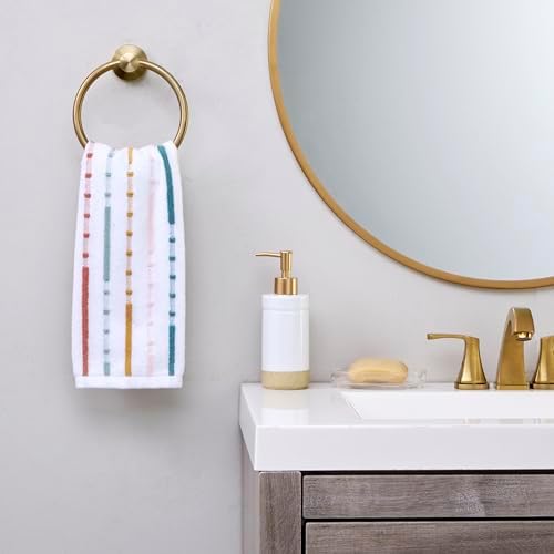 SKL Home Modesto Stripe Hand Towel Set-2pc, Premium 100% Cotton, Multi