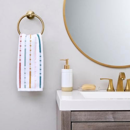 SKL Home Modesto Stripe Hand Towel Set-2pc, Premium 100% Cotton, Multi