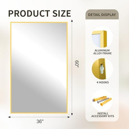 FICTOR Bathroom Vanity Mirror for Over Sink, 60" x 36", Gold