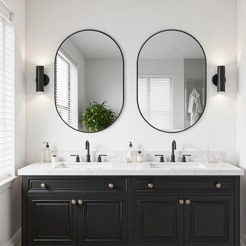 Black Oval Bathroom Mirror for Over Sink, 2 Pack 24"x36" Wall Mirror