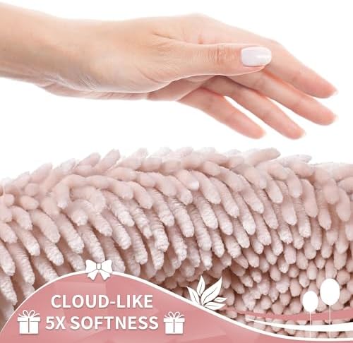 Yimobra Chenille Bathroom Rugs Non Slip, Extra Thick Soft Absorbent Bath Rug, Machine Washable Quick Dry Bath Mat for Bathroom Floor, Tub and Shower, Home Decor Accessories, 24x17, Pink