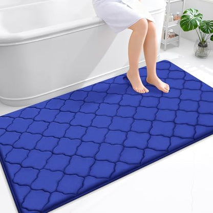 OLANLY Memory Foam Bath Mat Rug 59x34, Ultra Soft Bathroom Rugs, Royal Blue