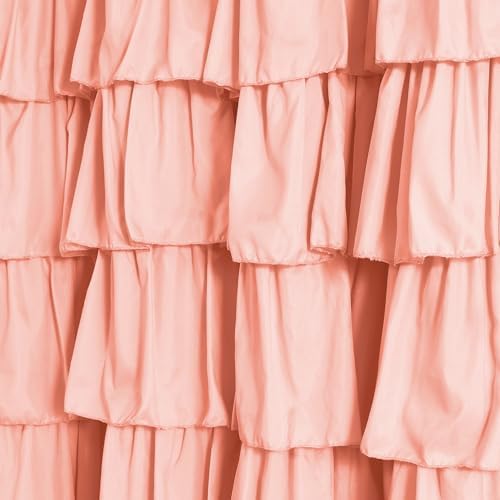 Lush Decor Ruffle Shower Curtain | Floral Textured Vintage Chic Farmhouse Style Design, Blush, 72" x 72"