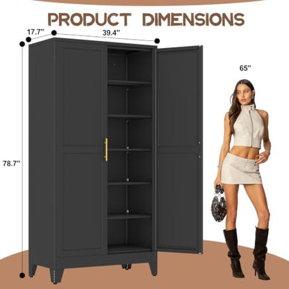 78.7" Tall Metal Pantry Cabinet, Freestanding Kitchen Storage Cabinet