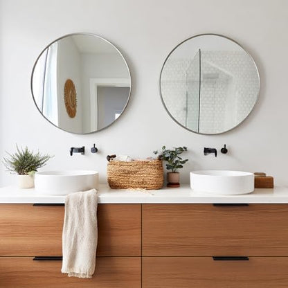 Sunniry Silver Bathroom Mirror 30 inch, 2 Pack Wall Mirror with Metal Frame
