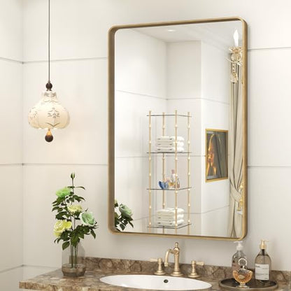 24x36 Inch Brushed Gold Bathroom Mirror