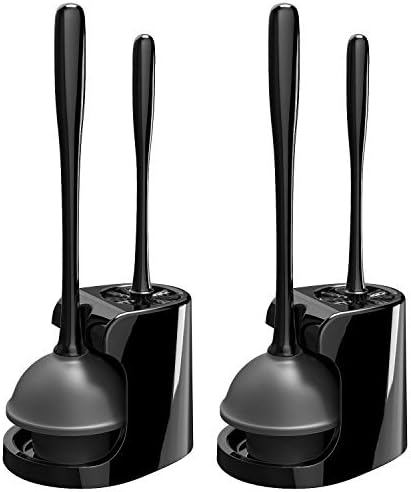 MR.SIGA Toilet Plunger and Brush Combo for Toilet Cleaning, Black, 2 Set