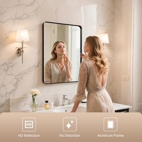30"x22" Bathroom Vanity Mirror for Wall Aluminum Framed Farmhouse Rectangle