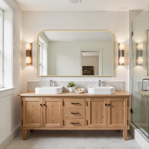 Delma 30"x50" Gold Metal Framed Bathroom Mirror for Over Sink