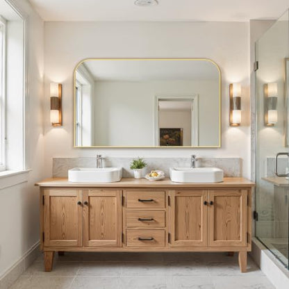 Delma 30"x50" Gold Metal Framed Bathroom Mirror for Over Sink