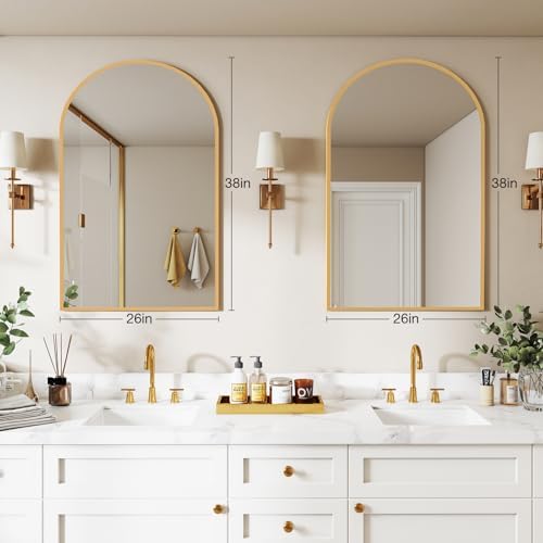 NEWBULIG 26"X38" Arched Bathroom Mirror for Over Sink, Wall Vanity Mirror