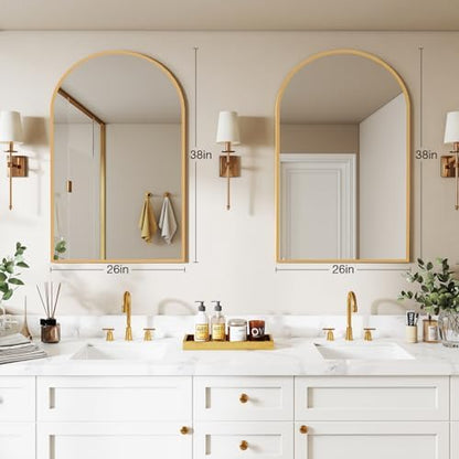 NEWBULIG 26"X38" Arched Bathroom Mirror for Over Sink, Wall Vanity Mirror