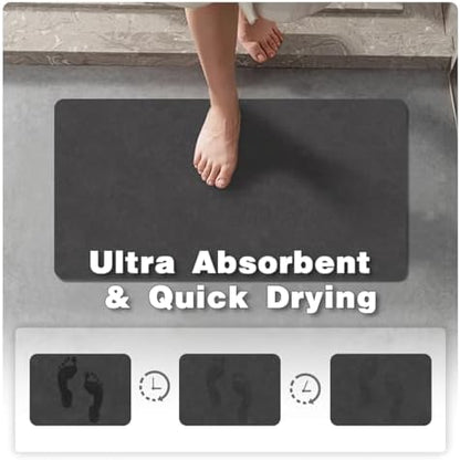 TYUU Thin Toilet Rug, Bathroom Rugs Non Slip, 20x24 U Shape Black
