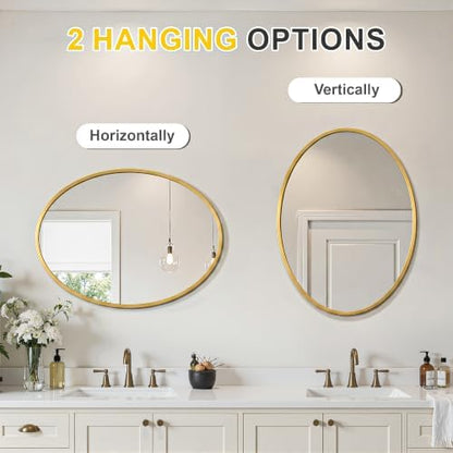 Oval Bathroom Mirror for Wall, 24"x32" Gold Bathroom Vanity Mirror