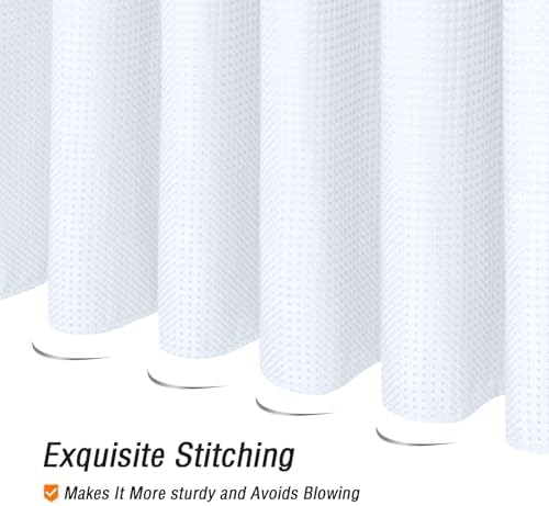 Gibelle Extra Long White Fabric Shower Curtain, 72 x 84