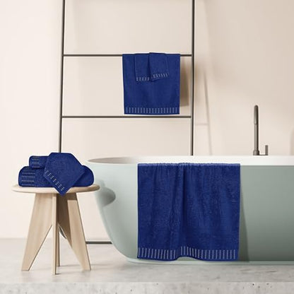 BELIZZI HOME Ultra Soft 6 Pack Cotton Towel Set, Contains 2 Bath Towels 28x55 inch, 2 Hand Towels 16x24 inch & 2 Wash Cloths 12x12 inch, Ideal Everyday use, Compact & Lightweight - Navy Blue
