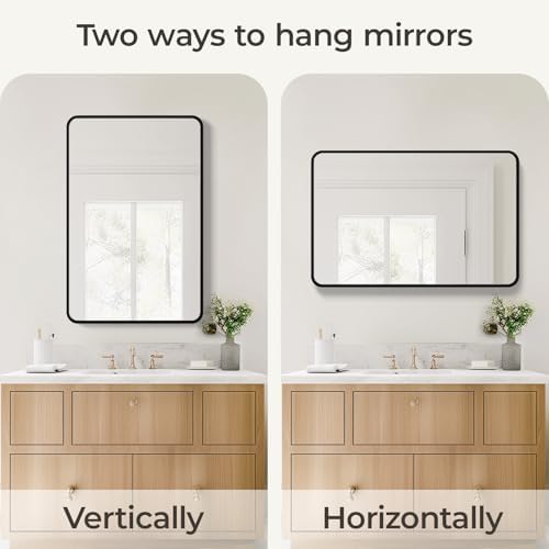 USHOWER Black Bathroom Mirrors for Over Sink 24 x 36 Inch
