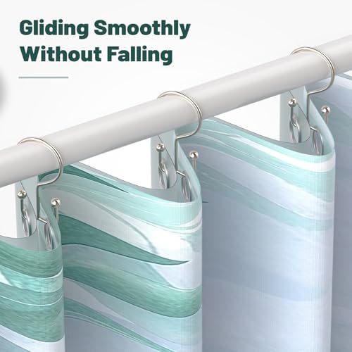 24 Pcs Shower Curtain Hooks, Goowin Shower Curtain Rings, Durable Shower Curtain Rings Rust Proof, Double Glide Shower Rings for Curtain, Simple Shower Hooks for Shower Curtain & Liner, Brush Nickel