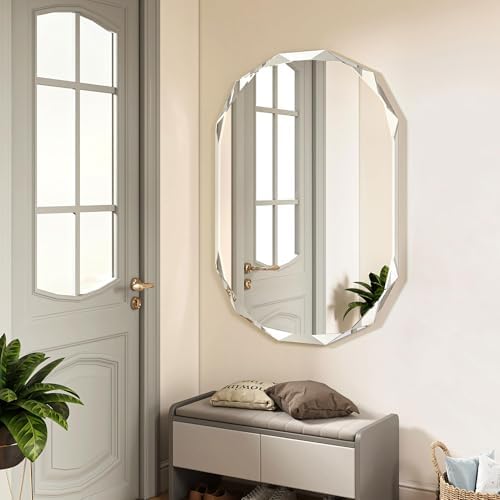 20x30 Inch Bathroom Mirrors for Over Sink, Round Frameless Mirrors for Wall