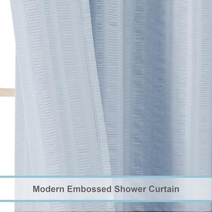 Aiyufeng Light Blue Shower Curtain for Bathroom, Embossed Textured Fabric Shower Curtain for Bathroom - Soft Cloth & Hotel Spa, Machine Washable, 72X72, Glacier Blue