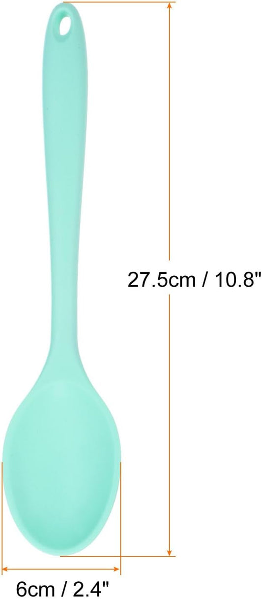 HARFINGTON 2Pcs Silicone Spoons, Heat Resistant Kitchen Cooking Utensil Spoon for Cooking, Mixing, Stirring and Serving, Green
