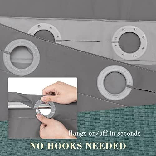 No Hook PEVA Shower Curtain or Liner, Standard Size 71x74, Dark Gray