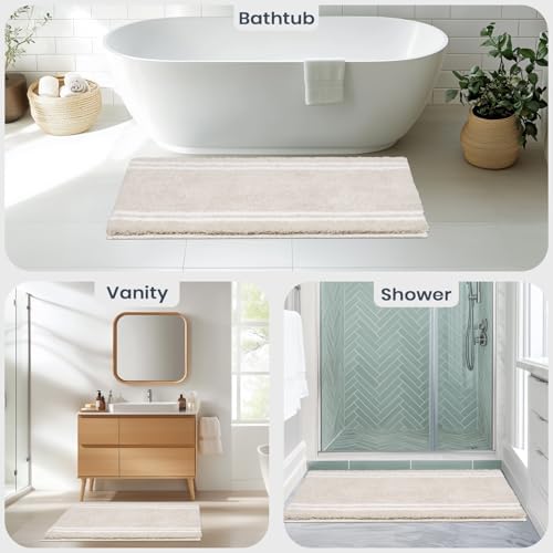 PURRUGS Bathroom Rug, Bath Mat, 24" x 36", Beige